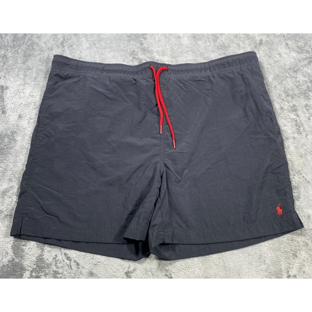 Vintage Polo Ralph Lauren Swim Trunks Mens Large Black Red Pony Board Shorts